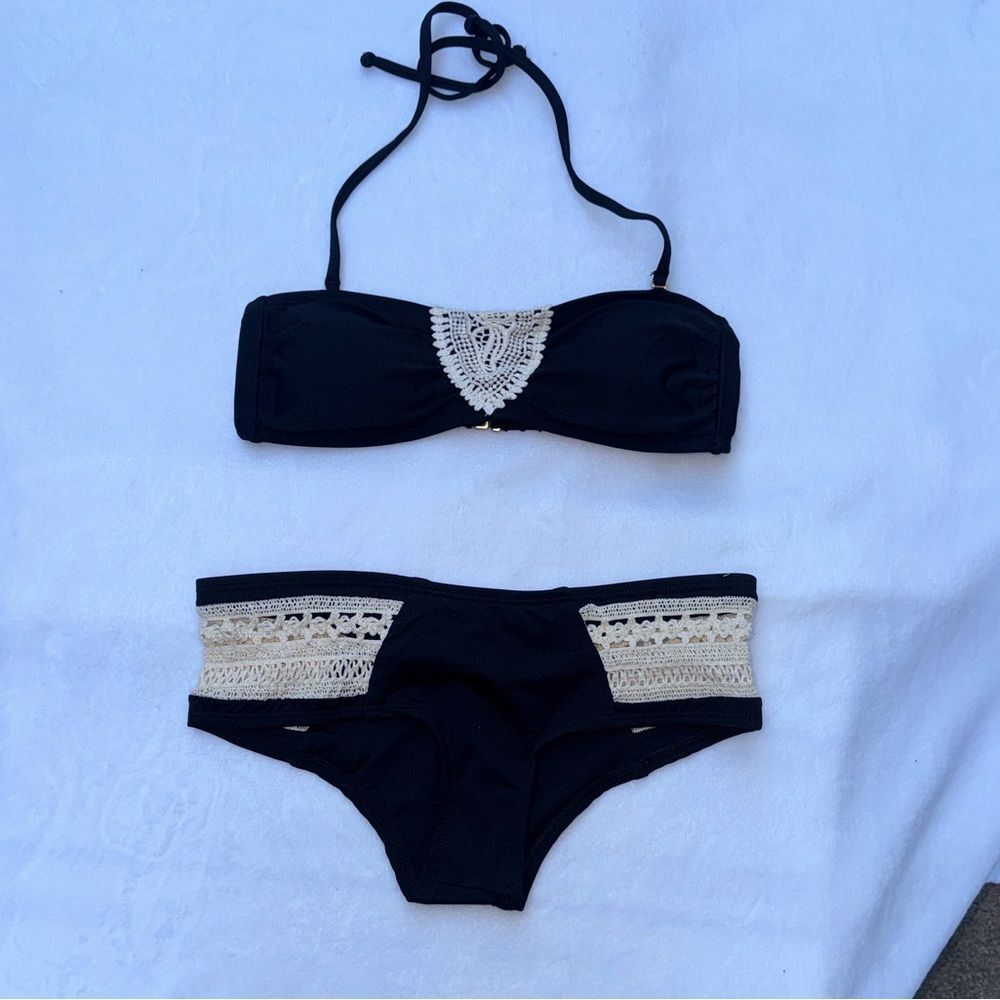 L*Space Bikini Top & Bottom Set Black Womens Size XS